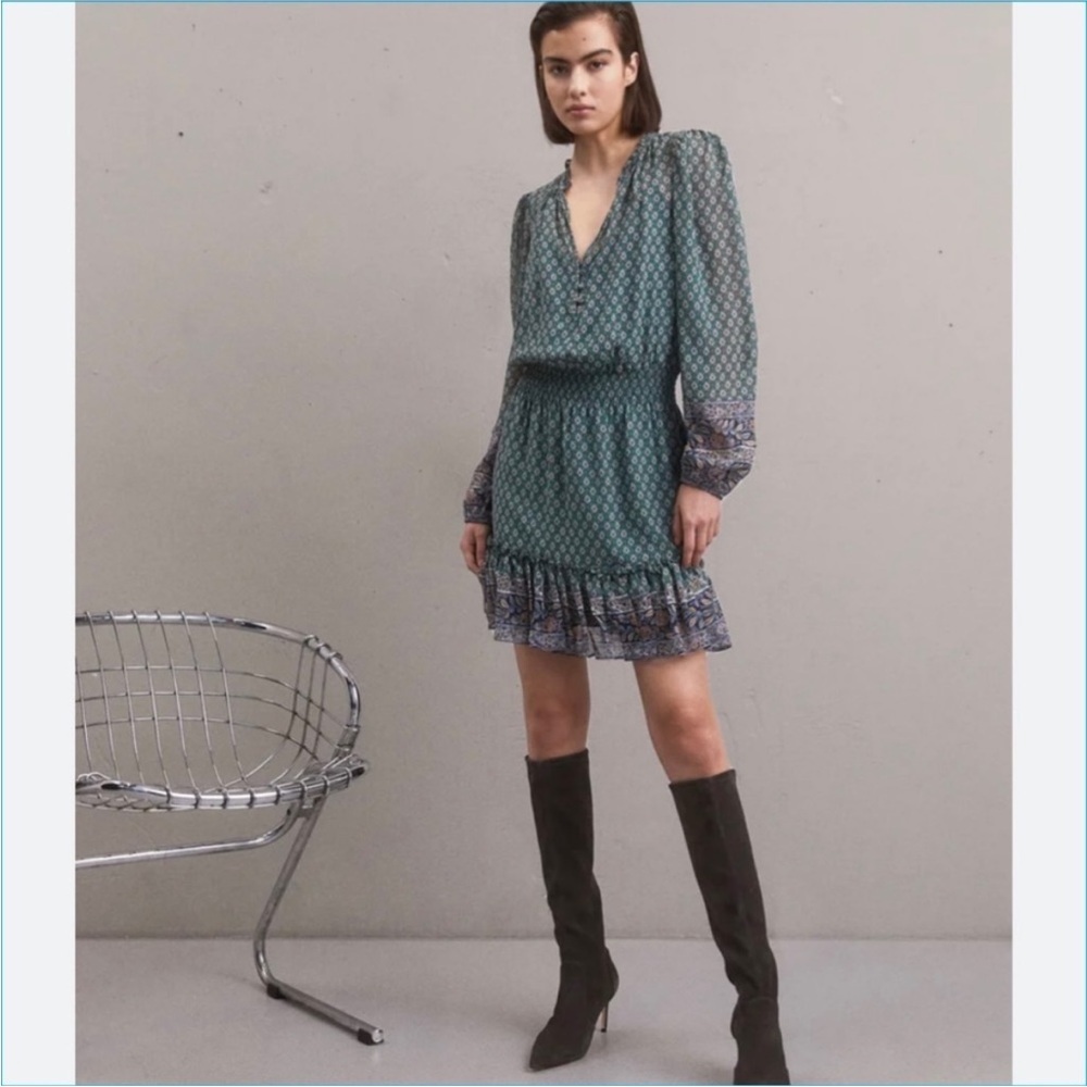 Veronica Beard 100% silk outer destiny dress in Seaglass NEW